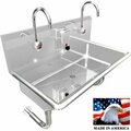 Best Sheet Metal. BSM Inc. Stainless Steel Sink, 2 User w/Electronic Faucets Round Tube Wall Mounted 36"L X 20"W X 8"D 021E36208R
